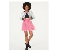 Beautees Big Girls Plus 16 1/2 Navy Pink Quilted Bomber Jacket with Dress NWT - £23.90 GBP
