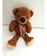 Walmart Teddy Bear Plush Stuffed Animal Brown Tan Gingham Bow Small Tiny - £23.34 GBP