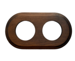 Wooden Double Socket Frame Dark Brown Width 7&quot; OLDE WORLDE - $20.53