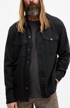 AllSaints Men&#39;s Black Spotter Long Sleeve Military Button Up Shirt Jacke... - £73.86 GBP