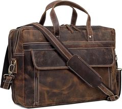 Full Grain Leather Briefcase For Men Business Travel Fits 17&#39;&#39; Laptop Messenger  - £111.08 GBP