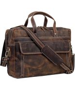 Full Grain Leather Briefcase For Men Business Travel Fits 17'' Laptop Messenger 