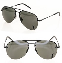 SAINT LAURENT Matte Black CLASSIC 11 YSL 001 Unisex Aviator Logo Sunglas... - $435.60