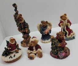 6 VTG Christmas Boyds Bears Friends Resin Figurine Mix Lot Santa Xmas Tree Angel - £30.35 GBP