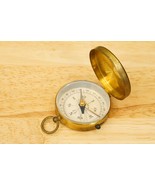 Vintage Camping Map Tool Brass Metal Case Compass Locking Needle Working - £22.58 GBP