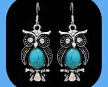 New Beautiful Turquoise   Owl Rhinestone Earrings - $7.00
