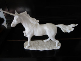 White Bisque Unicorn Figurine 9 X 11&quot; - £97.78 GBP