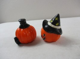 Vintage Halloween Pumpkin witch hat Wax Candle 3.5&#39;&#39; tall - £19.75 GBP