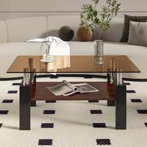 Modern Brown Glass Rectangle Coffee Table - £106.69 GBP