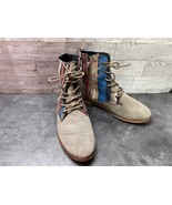 TOMS Boots Women 7M Alpa Shoes Gray Beige Suede Striped Comfort Ankle Bo... - $505.84 MXN
