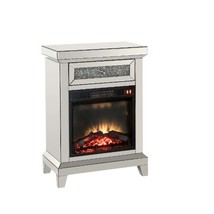 Noralie 24&quot; Fireplace, Mirrored &amp; Faux Diamonds - $571.00