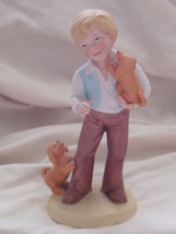 Vintage Avon BEST FRIENDS Figurine 1981 Boy With Puppies - £7.19 GBP