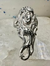 Lady Face ring with star long hair influenced Art Nouveau size 6.50 ster... - £100.12 GBP