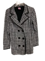 L.A. Kitty Short Coat Womens Size M Jacket Black and White Double Breasted - £22.55 GBP