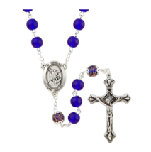 St Michael Rosary Venice Collection Blue Glass Double-Capped Our Father ... - $19.99