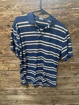 Brooks Brothers Mens Polo Shirt Size Large Blue White Stripes Short Slee... - £12.98 GBP
