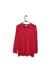 J. Jill Medium Red Oversized Cardigan Sweater Poppy Linen Blend Longline - £28.76 GBP