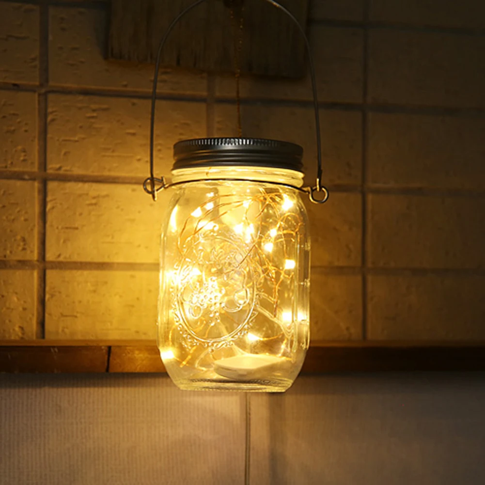 20 LED Solar Power Mason Jar Lid Lights Fairy String Light Garden Hanging Lanter - £126.81 GBP