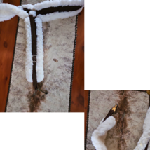 White Fleece Brown Nylon Horse Size Breast Collar USED image 3