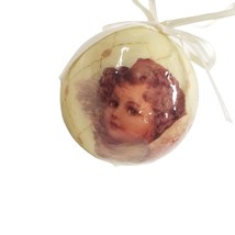 Cherub Christmas Ornament Bulb Crackle Victorian Angel Child Ball Unbreakable - £7.16 GBP