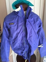 Vintage 90s Columbia Sportswear Purple Neon Yellow Radial Sleeve Coat Me... - $27.68