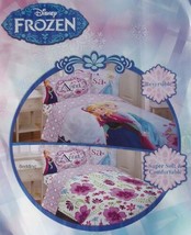 Disney Frozen Movie Anna Elsa Floral Purple Twin Comforter Sheets Bedding New - £94.82 GBP