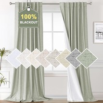 H.Versailtex Christmas Sage 100% Blackout Curtains For Bedroom Linen Tex... - £44.35 GBP