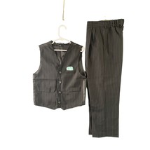 George Boys Size 7 Pinstripe Tuxedo Vest Black pants Suit - $9.89
