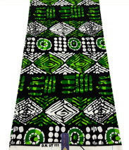 Alien Green, Tealish Green, Black and White Mix of African Fabric Cambric wax - £25.86 GBP