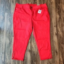 Lane Bryant Size 26 Red Genius Fit Skinny Zipper Ankle Pants Jeans NWT - £22.91 GBP