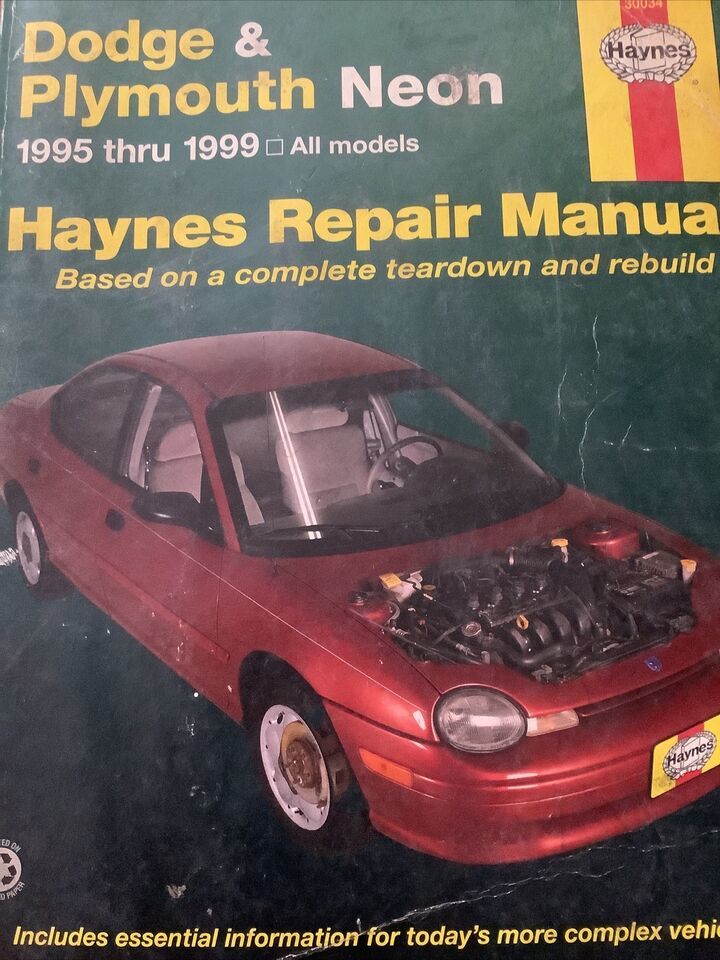 Haynes Repair Manual 30034 Dodge & Plymouth Neon 1995 To 1999 Tear Down Rebuild - $18.91