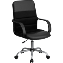 Mid-Back Black LeatherSoft and Mesh Swivel Task Office Chair with Arms - $139.58