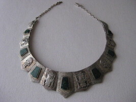 925 STERLING SILVER VINTAGE LATIN AMERICAN HEAVY NECKLACE  - £282.01 GBP