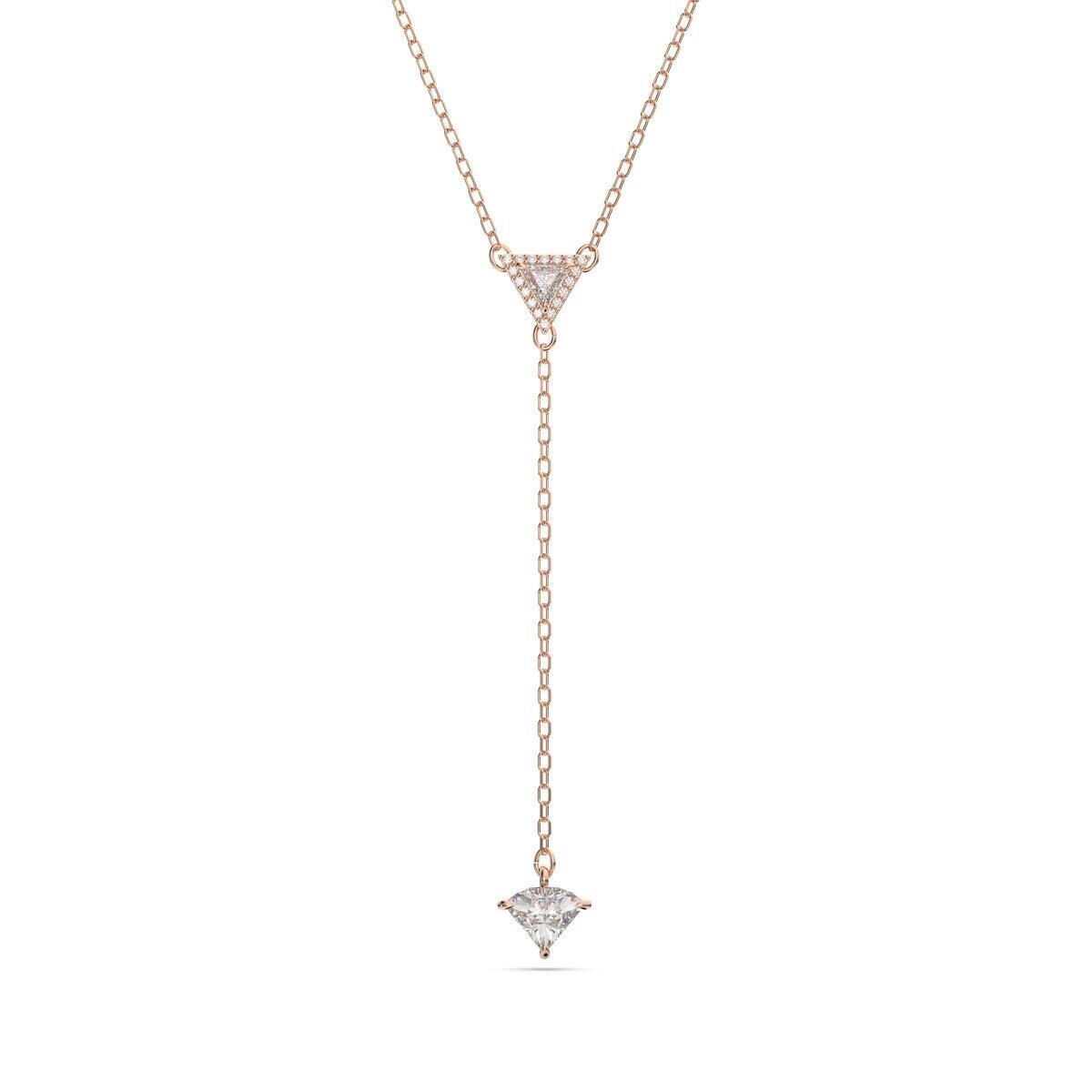 authentic swarovski ortyx lariat necklace in rose gold plating