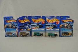 Hot Wheels &#39;40s Woodie Crank Itz Pin Hedz Lot of 5 Diecast 1995 Mattel New NOC - £24.23 GBP