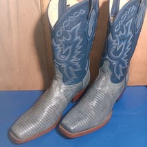 Womens cowboy boots Dan Post Lt Blue Lizard embroid size 9  item: s2033 - £216.29 GBP