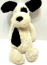 Jellycat London Plush Bashful Black White Spotted Puppy Dog Stuffed Animal 12&quot; - £13.00 GBP