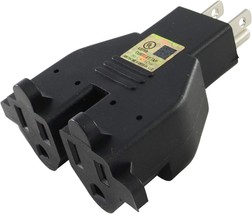 Us 3-Prong Heavy Duty Dual Outlet Adapter, Black, Conntek Rl-30104 - €26,52 EUR