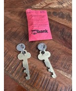 Lot of 2 Vintage Safety Deposit Box Keys In Red Envelope From Us Bank - £7.90 GBP