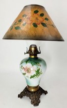Antique Victorian Oil Lamp Queen Anne Burner Original Shade - £67.08 GBP
