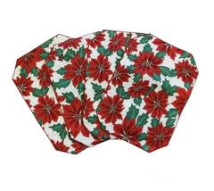 Xmas Placemat Set Poinsettia Flower Holiday Décor Floral Table Decoratio... - £18.30 GBP