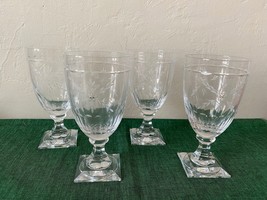 Gorham Crystal CHANTILLY Floral Set of 4 x Large All Purpose / Wine Glasses - $164.99
