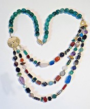 Vintage Multi-Strand Gemstone Necklace 22 to 28 Inches Long - $95.00