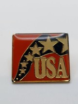 USA Patriotic Vintage Enamel Pin Red White &amp; Blue with Stars Pinchback  - $24.55