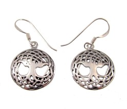 Solid 925 Sterling Silver Celtic Tree of Life &quot;Odin&#39;s Horse&quot; YGGDRASIL Earrings - £12.49 GBP