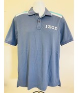 Mens Izod Pro Series Small Baby Blue White Teal Stripe Big Logo Polo Gol... - £17.40 GBP