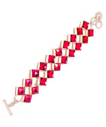 Pink Mystic Quartz Cut Gemstone 925 Silver Handmade Statement Toggle Bra... - $67.00 CAD
