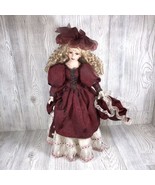 Porcelain Doll with Hat Blonde Curly Ringlet Hair *For Parts Or Repair* - £10.08 GBP