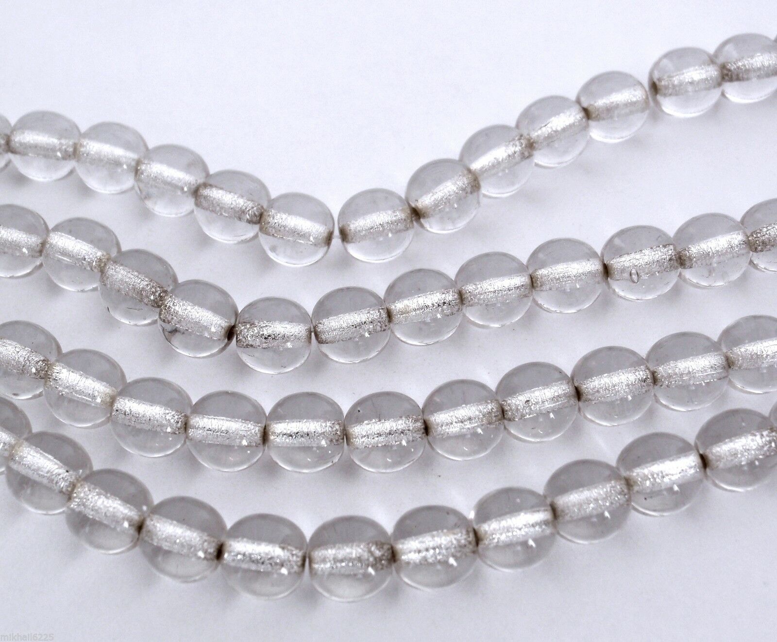 Primary image for 50 6mm Czech Glass Round Beads: Crystal - Silver Lined