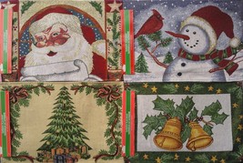 Christmas Tapestry Placemats 13"x19" Select: Santa, Frosty, Tree or Bells - £2.78 GBP